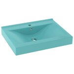 vidaXL Lavabo avec trou de robinet Vert clair mat 60x46 cm Céramique