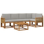 vidaXL Ensemble de canapés d'extérieur 6 pc Naturel et gris clair
