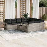 vidaXL Salon de jardin 11 Pièces avec coussins gris clair résine tressée