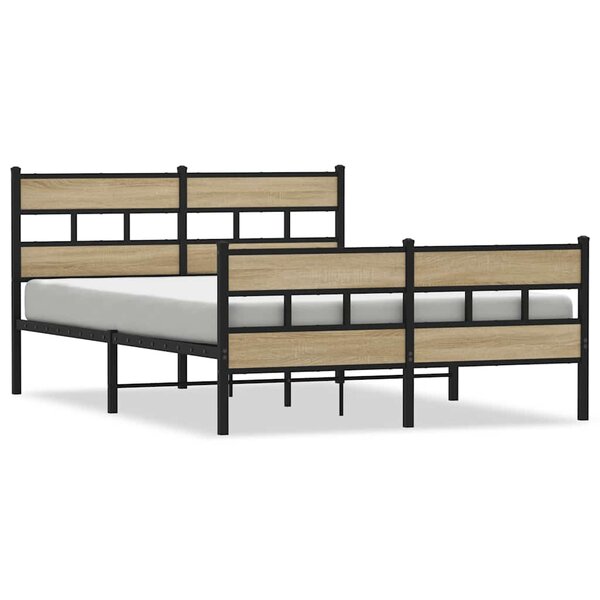 vidaXL Cadre de lit en métal sans matelas chêne sonoma 140x190 cm