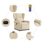 vidaXL Fauteuil inclinable de massage électrique crème tissu