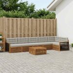 vidaXL Ensemble de canapés d'extérieur 7 Pièces Naturel et gris clair
