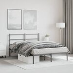 vidaXL Cadre de lit métal sans matelas avec tête de lit noir 140x200cm