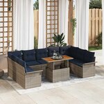 vidaXL Ensemble de canapé de jardin 10 Pièces Gris Poly rotin