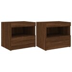 vidaXL Tables de chevet et lumières LED 2 Pièces chêne marron 50x40x45 cm