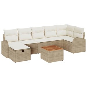 vidaXL Ensemble de canapé de jardin 8 Pièces Beige Poly rotin