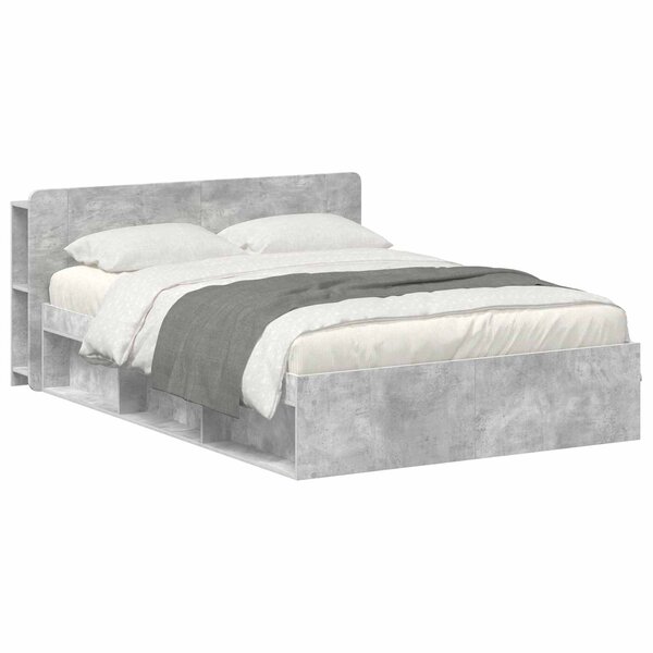 vidaXL Cadre de lit avec rangement Gris béton 140 x 200 cm