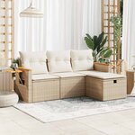 vidaXL Salon de jardin avec coussins 4 Pièces beige résine tressée