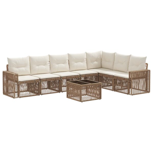 vidaXL Ensemble de canapé de jardin 8 Pièces Beige et blanc crème