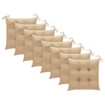 vidaXL Chaises de jardin avec coussins beige 8 Pièces Bois de teck massif