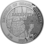 Pièce de monnaie en argent 10 cedis g 62.2 (2 oz) millésime 2023 land of freedom ukraine fortress bakhmut