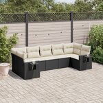 vidaXL Salon de jardin 7 Pièces avec coussins noir résine tressée