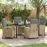 vidaXL Ensemble de salle à manger pour jardin 5 Pièces Beige polyrotin