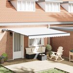 vidaXL Auvent Rétractable Blanc 400 ×350 cm tissu