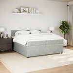 vidaXL Sommier à lattes de lit et matelas Gris clair 200x200cm Velours