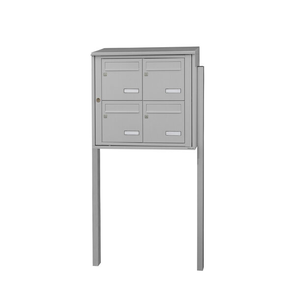 Bloc collectif Leabox  2x2  grade 3  simple face  extérieur  fixation sur pieds à sceller  gris clair ral 7035 finition brillante