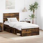 vidaXL Cadre de lit Chêne fumé 90 x 200 cm Bois d'ingénierie