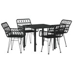 vidaXL Ensemble de Salle à Manger de Jardin 5 Pièces Noir Poly Rattan