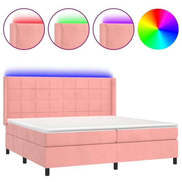 vidaXL Sommier à lattes de lit matelas et LED Rose 200x200 cm Velours