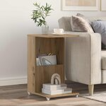 vidaXL Table d'appoint avec roue Chêne artisanal 40 x 35 x 60 cm