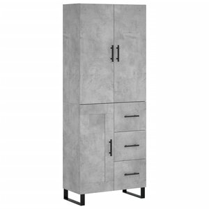 vidaXL Buffet haut Gris béton 69 5x34x180 cm Bois d'ingénierie