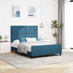 vidaXL Cadre de lit avec tête de lit Bleu foncé 140 x 190 cm Velours