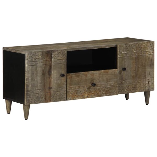 vidaXL Meuble TV gris clair 105x33 5x46 cm bois massif de manguier