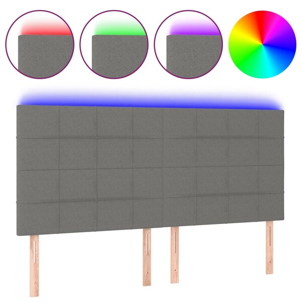 vidaXL Tête de lit à LED Gris foncé 180x5x118/128 cm Tissu