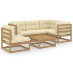 vidaXL Salon de jardin 6 Pièces avec coussins Bois de pin massif