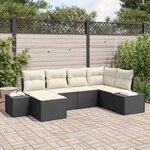 vidaXL Ensemble de canapé de jardin 6 Pièces Noir et crème Poly rotin