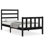 vidaXL Cadre de lit sans matelas noir bois de pin massif