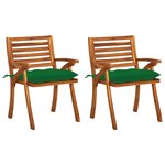 vidaXL Chaises à manger de jardin avec coussins lot de 2 Acacia massif