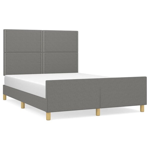 vidaXL Cadre de lit avec tête de lit Gris foncé 140x190 cm Tissu