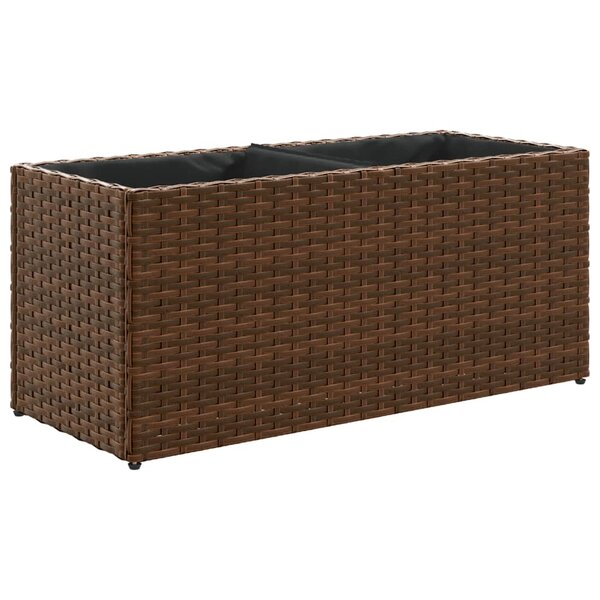 vidaXL Jardinière avec 2 pots marron 72x30x32 cm résine tressée