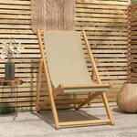 vidaXL Chaise de plage Beige Bois de teck massif