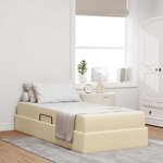 vidaXL Lit avec rangement et matelas Crème 90 x 200 cm Polyester