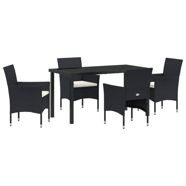 vidaXL Ensemble de jardin 5 pièces en poly rattan noir