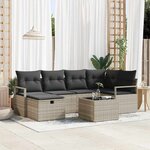 vidaXL Ensemble de canapé de jardin 7 Pièces Gris clair Poly rotin