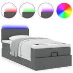 vidaXL Lit ottoman avec matelas et LED Gris foncé 80x200cm tissu