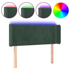 vidaXL Tête de lit à LED Vert foncé 103x16x78/88 cm Velours
