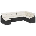vidaXL Ensemble de canapé de jardin avec coussin 8 Pièces Noir Poly rotin