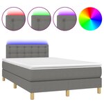 vidaXL Sommier à lattes de lit matelas LED gris foncé 120x190 cm tissu