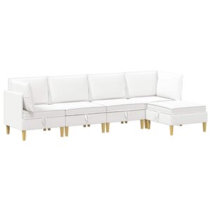 vidaXL Canapé modulaire avec rangement 5 Pièces Blanc Tissu