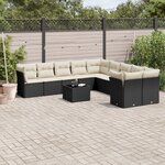 vidaXL Salon de jardin 11 Pièces avec coussins noir résine tressée