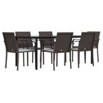 vidaXL Ensemble à manger de jardin 7 Pièces coussins résine tressée acier