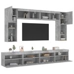 vidaXL Ensemble de meubles TV muraux 8 Pièces et lumières LED gris béton