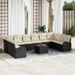 vidaXL Ensemble de canapé de jardin 11 Pièces Noir Poly rotin