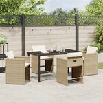 vidaXL Ensemble de salle à manger pour jardin 5 Pièces Beige Poly rotin