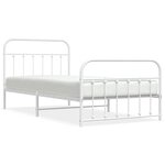 vidaXL Cadre de lit métal sans matelas et pied de lit blanc 107x203 cm