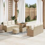Ensemble de Canapé de Jardin 9 pièces vidaXL avec Coussins Beige Rattan Poly Acacia
